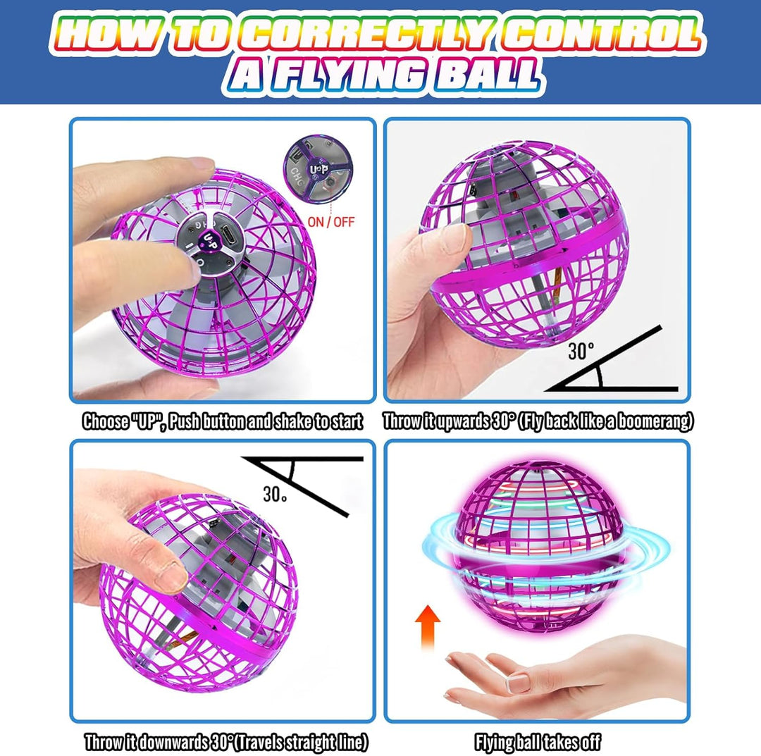 UROINT 2026 Fliegender Ball Spielzeug FüR Jungen, Hover Flying Magischer Schwebeball Spinner Boomera