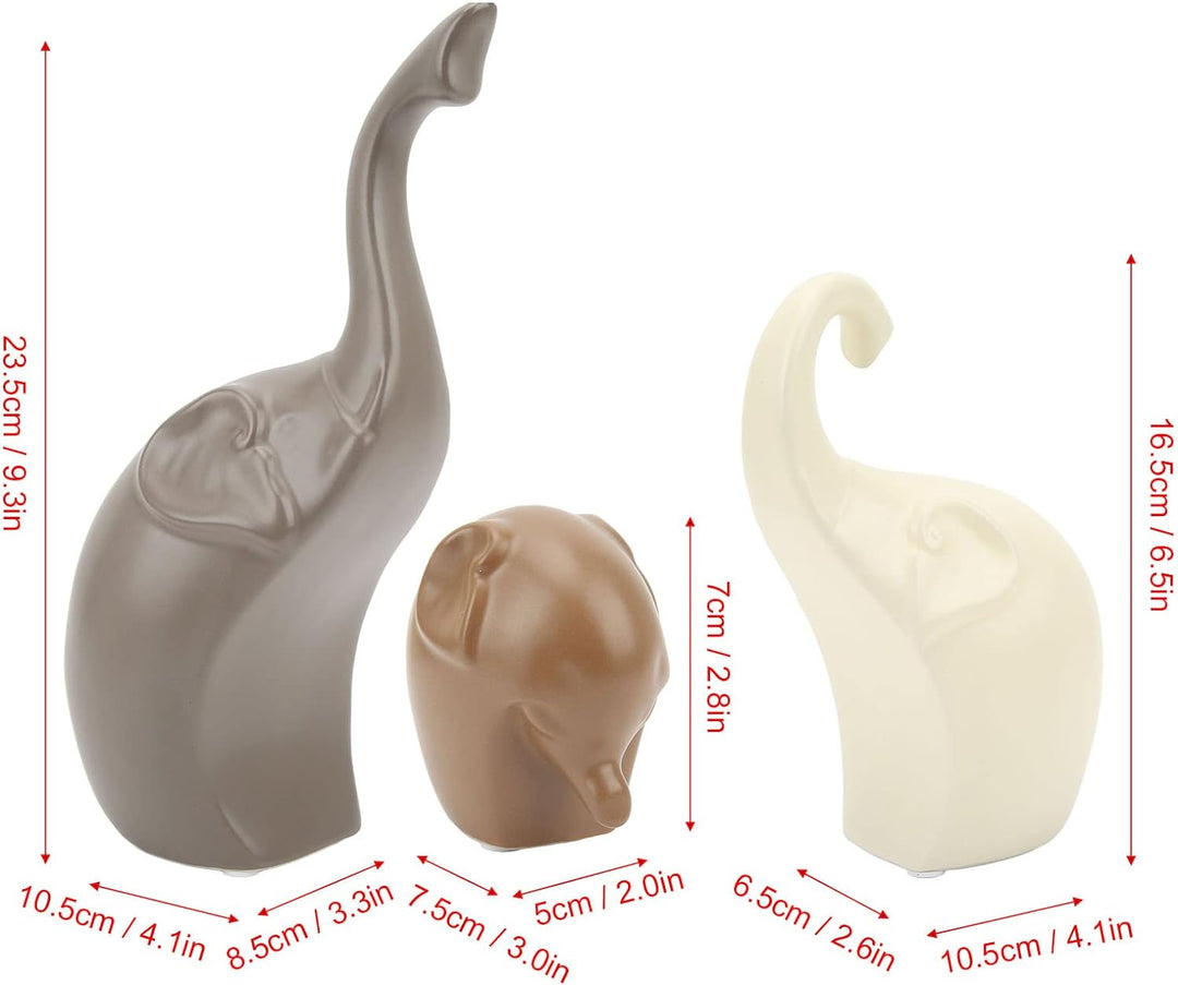 3 Stück Keramik Elefanten Figur Deko, 23cm Helle Farbe Moderner Stil Porzellan Elefant Statue, Feng