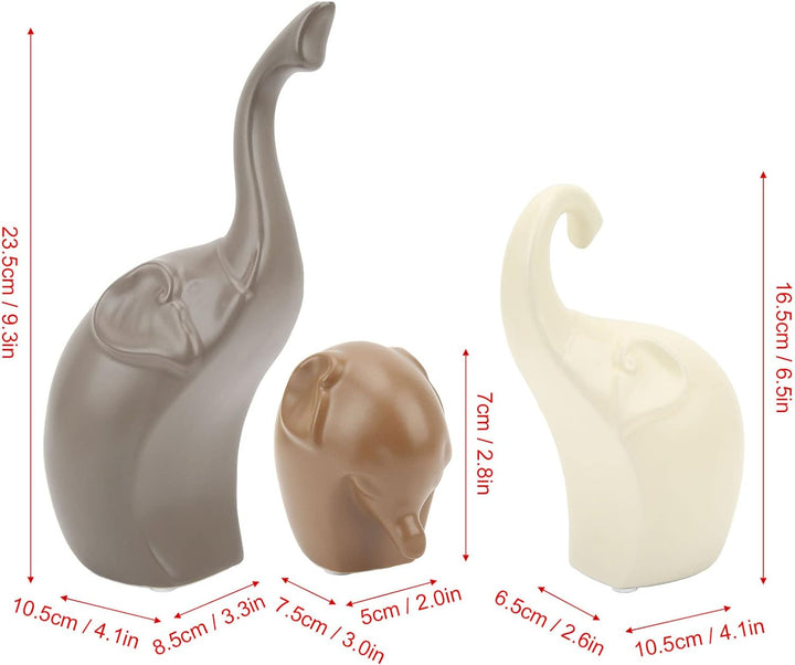 3 Stück Keramik Elefanten Figur Deko, 23cm Helle Farbe Moderner Stil Porzellan Elefant Statue, Feng
