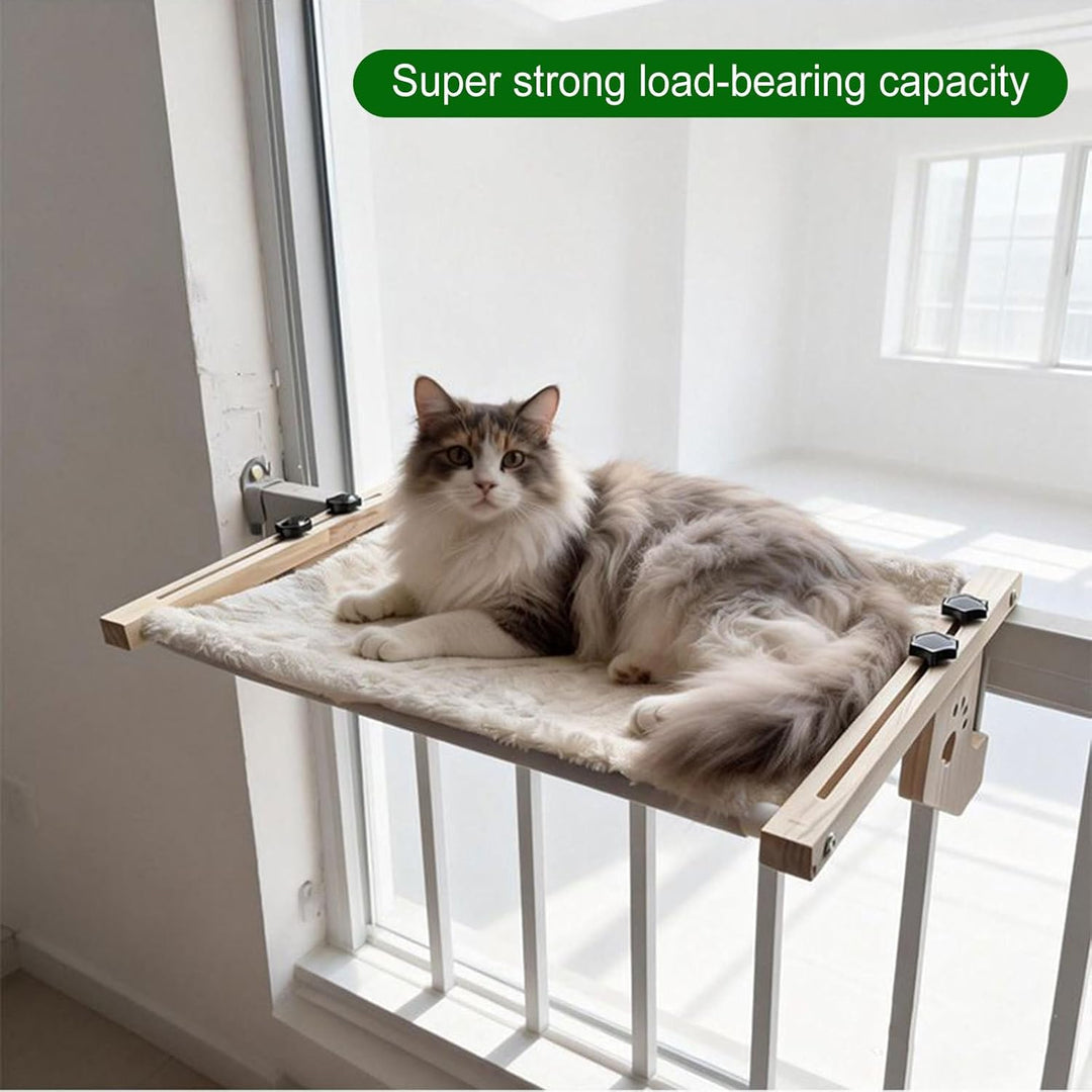 Fensterhängematte für Katzen - Aus Holz gefertigtes als Ruheplatz und Ausguck,mit weicher Abdeckung
