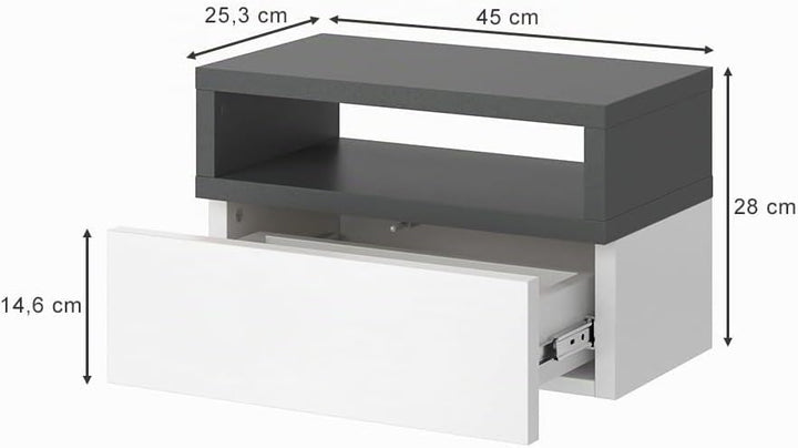 Vicco Nachttisch Urbano, Anthrazit, 45 x 28 cm 2er Set Anthrazit 2er Set, Anthrazit 2er Set