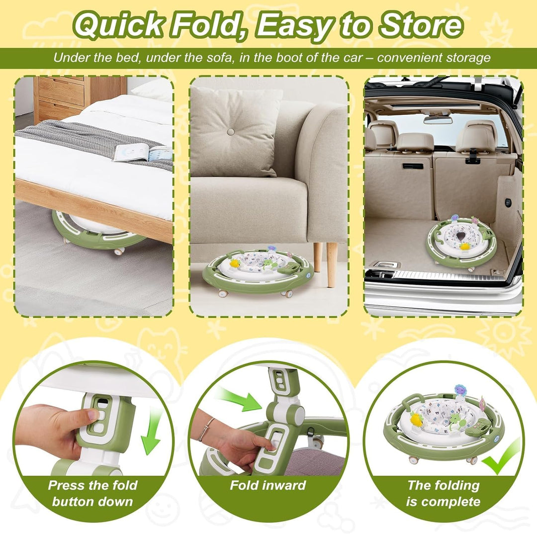 Multifunktionale Lauflernhilfe mit Musikspielzeug, Fussstütze, 360-Grad-Stummschaltung, 6 Räder, 360