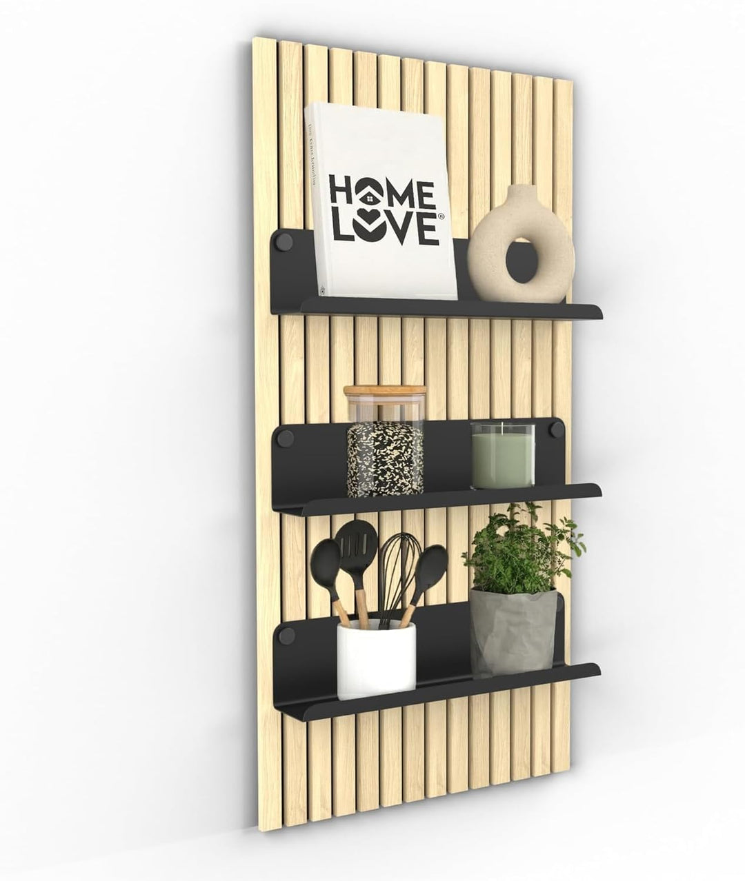 HOME LOVE Ablage für Akustikpaneele 52x14 cm – ohne Bohren | Regal für Paneele | Akustikpaneele Zube