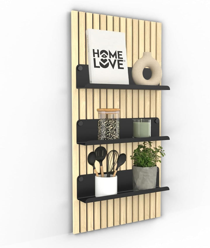 HOME LOVE Ablage für Akustikpaneele 52x14 cm – ohne Bohren | Regal für Paneele | Akustikpaneele Zube