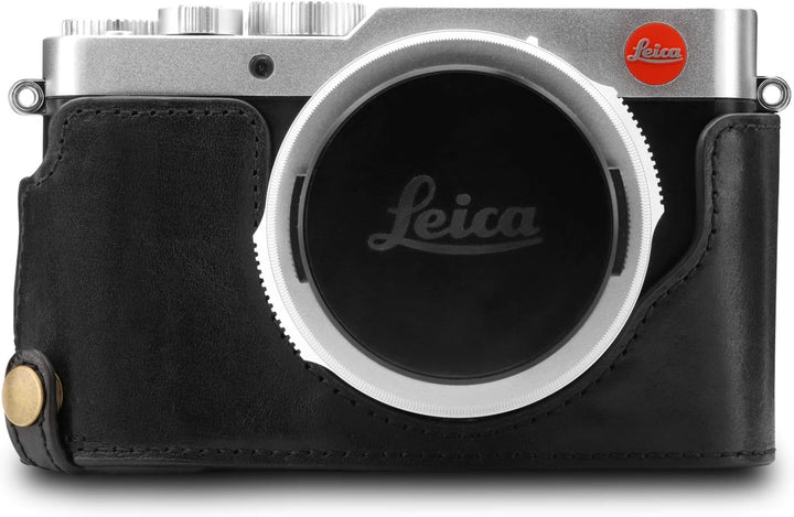 MegaGear MG1603 Leica D-Lux 7 Ever Ready Echtleder Kamera-Halbtasche mit Trageriemen - Schwarz, Schw