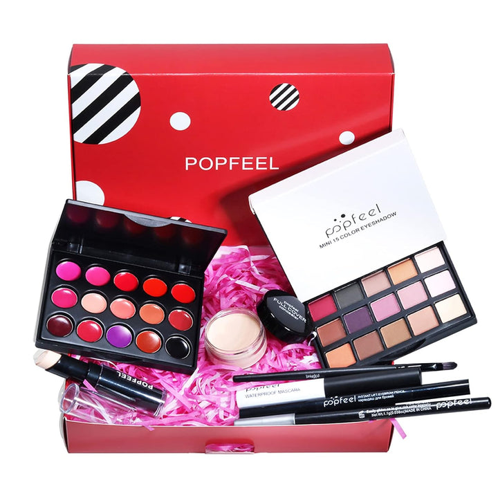 8St Schminkkasten Make-Up Set, Professionelles Reisen Schmink Set mit Lidschatten Lippengloss Mascar