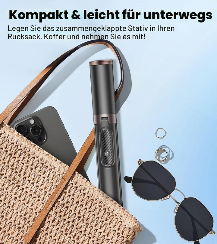 TONEOF 153CM Selfie Stick Stativ, Verbesserte 360° Drehbare Selfie Stange, Ausziehbares All-in-1 Han