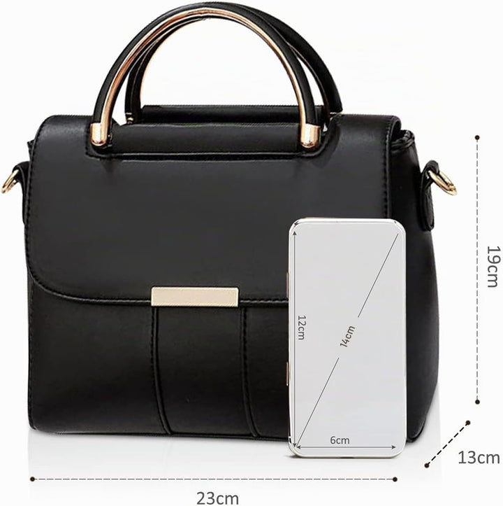 NICOLE &amp; DORIS Damen Handtasche mit Gewölbtem Griff Elegant PU Leder Schultertasche kleine Umhängeta