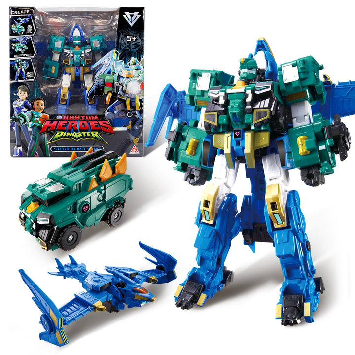 3 in 1 Transformable Roboter Stego Blast Wing, 11,81 Zoll, Roboter Spielzeug für Kinder, Chariot, Di