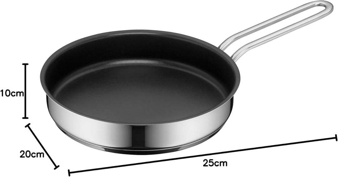WMF Mini Bratpfanne beschichtet klein 18 cm, Cromargan Edelstahl poliert, Induktion, stapelbar, idea