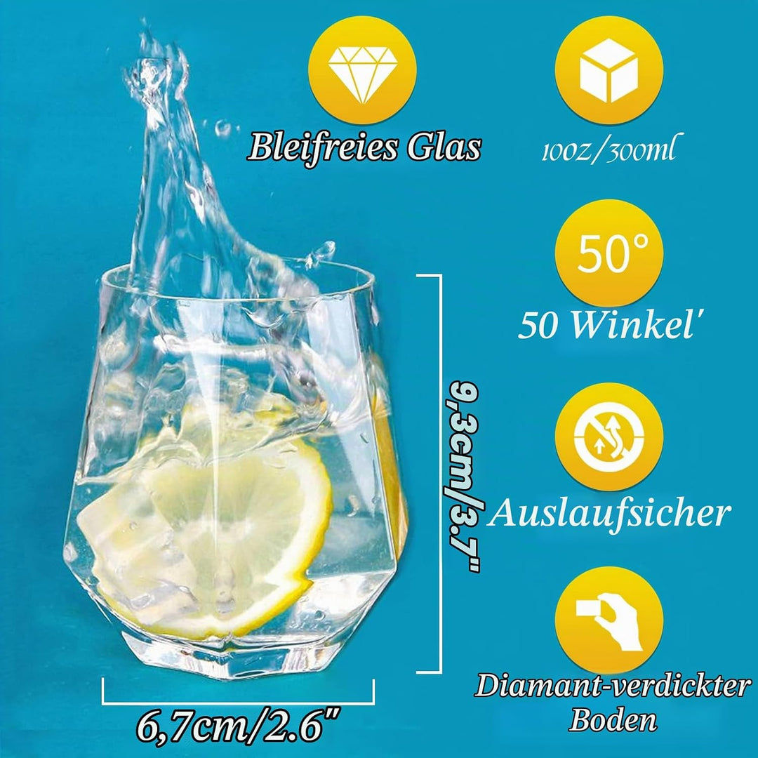 Diamond Whisky Glasses 6er-Set Gekipptes Scotchglas 300 Ml Whiskyglas Moderner Look Für Männer Fraue