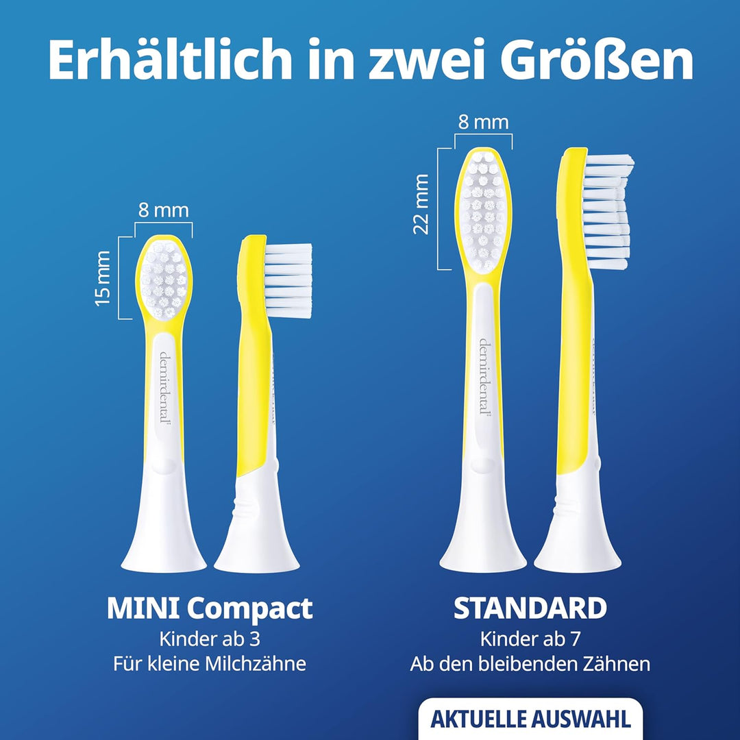 demirdental Kinder Ersatzbürsten passend für Philips Sonicare Kids, Bürstenköpfe ab 7 Jahre, entspri