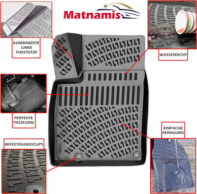 Matnamis 3D Auto Gummimatten Set für Hyundai Tucson 1 2004-2009 Passgenaue Fussmatten 4-teilig Allwe