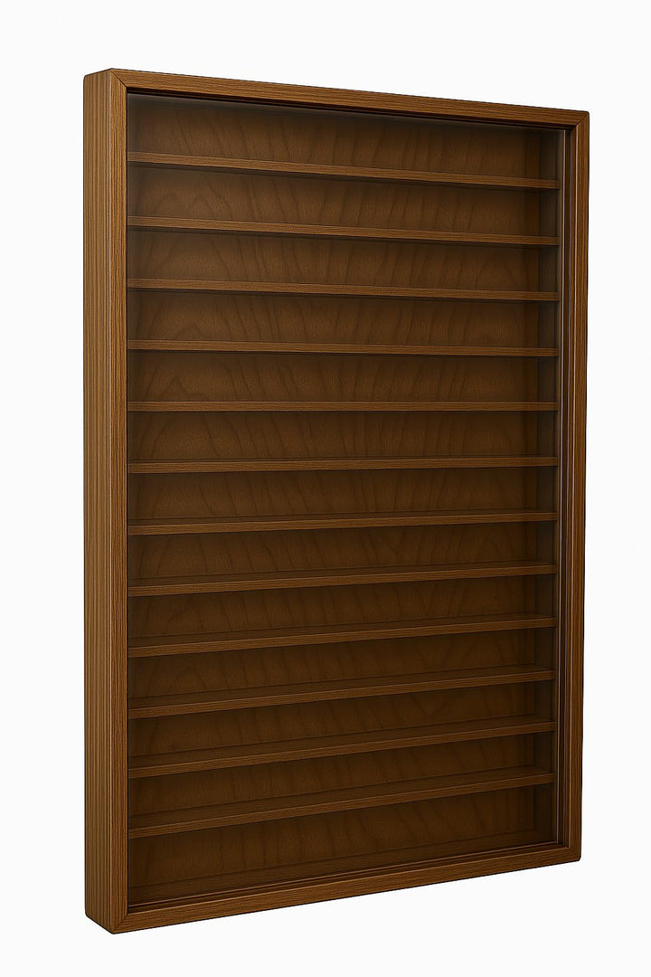 Vitrine Miniatur-Kollektionen, Eichenlack, Masse (B/T/T): 50 x 5 x 70 cm. 50*5*70 cms, 50*5*70 cms
