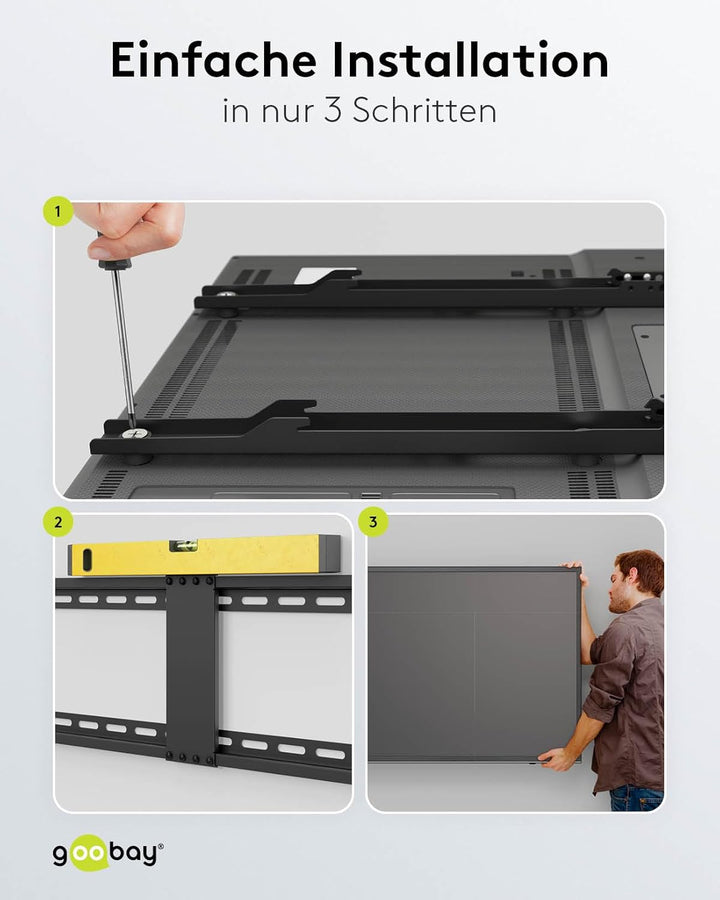 Goobay Wandhalterung 75 Zoll extra Flache Halterung für grosse Fernseher von 43 bis 100“ bis 75Kg ma