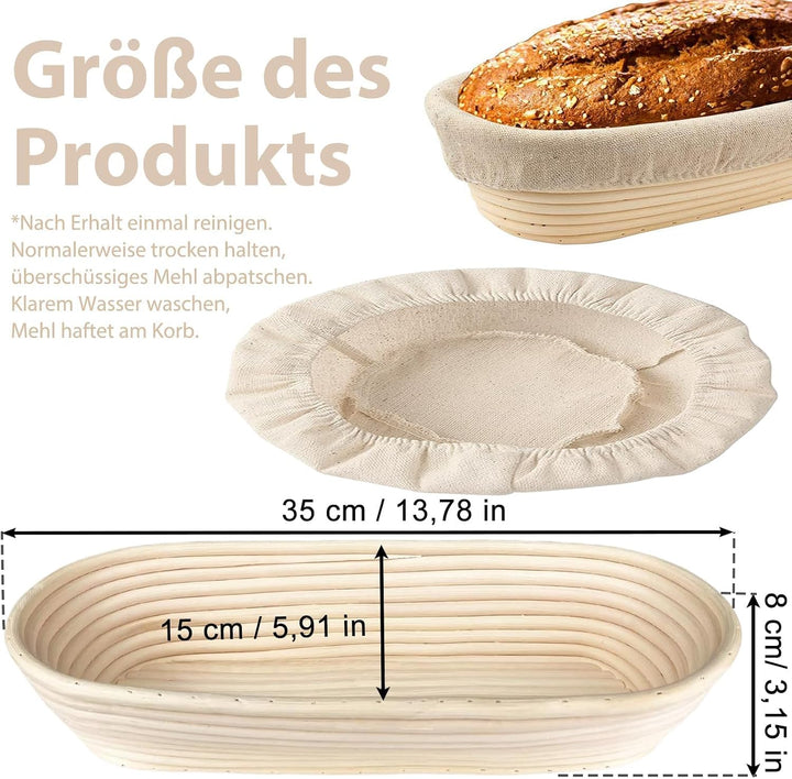 Gärkörbchen Oval, Gärkorb für Reben, Handgefertigter Rattan Fermentationskorb, Brot Gärkorb Handgefe