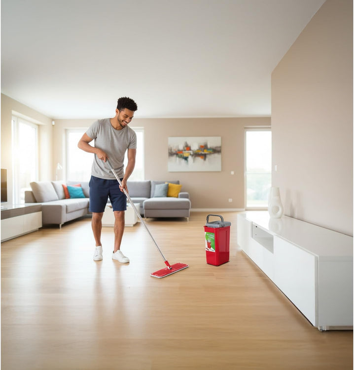 GreenBlue MaxiClean GB870 Flachmopp mit Eimer und Auswringer | 2 Mikrofaser-Einsätze Zweikammersyste