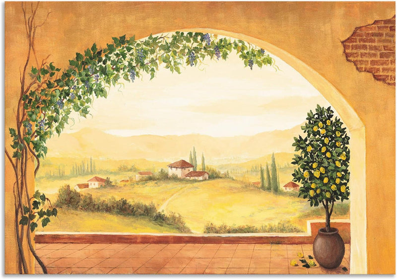 ARTland Wandbild Alu Verbundplatte für Innen & Outdoor Bild 70x50 cm Fensterblick Fenster Toskana La