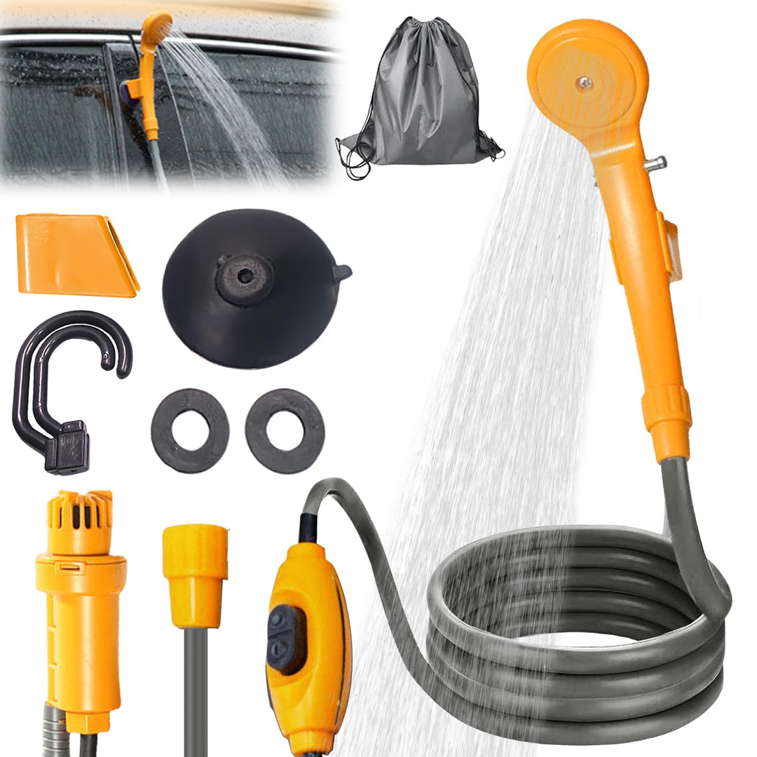 PORFOYO Campingdusche 12V, Tragbare Campingdusche Mit Pumpe, Camping Dusche Mobile Duschen Set Mit D