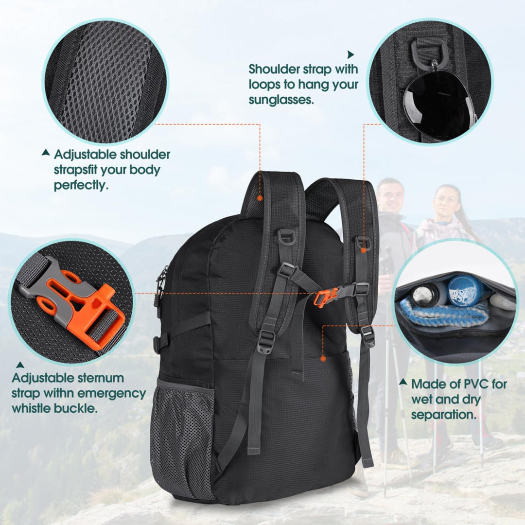 RAINSMORE Wanderrucksack Herren Damen 40L Wasserdichter Rucksack Leicht Gross Reiserucksack Trekking