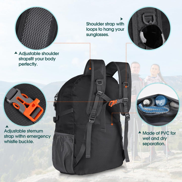 RAINSMORE Wanderrucksack Herren Damen 40L Wasserdichter Rucksack Leicht Gross Reiserucksack Trekking