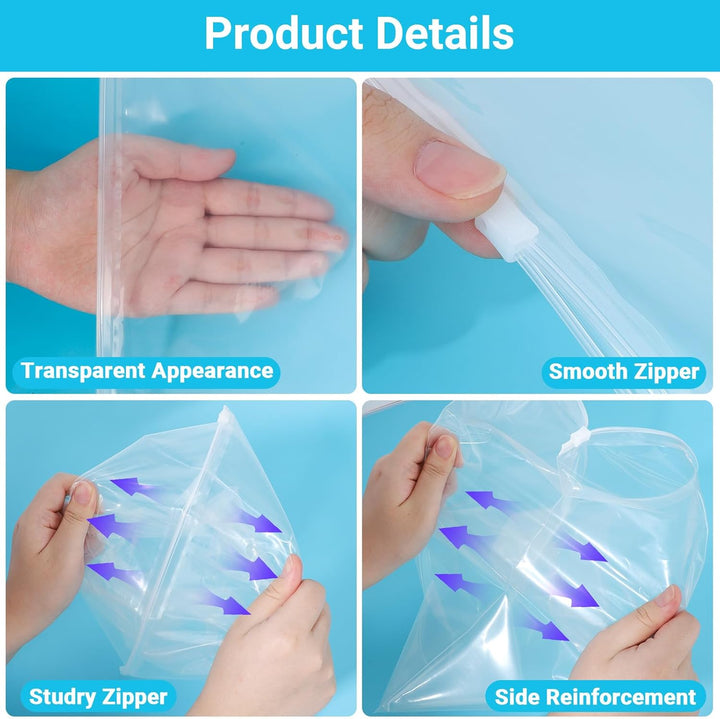 Zip Beutel für Kleidung, 50 Stück 30 * 35cm Gleitverschlussbeutel, Transparente und Verschliessbare,