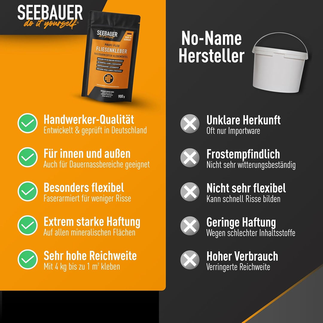 Profi Flex-Fliesenkleber 5 kg - Faserarmierter Flexkleber für Wand- & Bodenfliesen, Mosaik, Riemchen