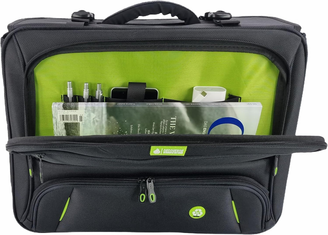Soft Pilotenkoffer aus RPET in schwarz 46208 | Leichtgewicht mit Laptopfach, Fächertasche, Schulterg