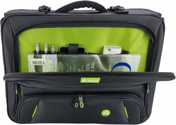 Soft Pilotenkoffer aus RPET in schwarz 46208 | Leichtgewicht mit Laptopfach, Fächertasche, Schulterg