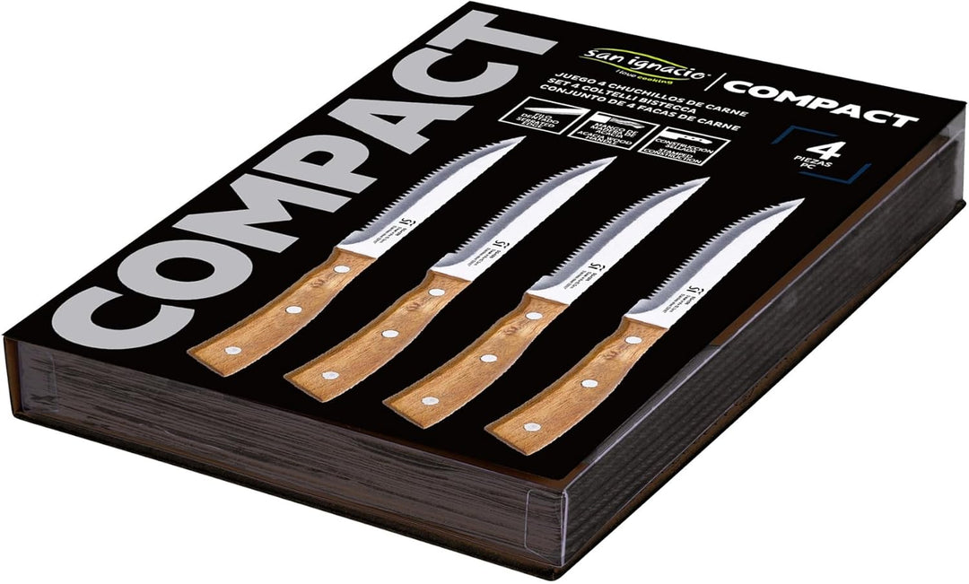 San Ignacio Compact - Set von 4 Fleischmessern - Hergestellt in Edelstahl - Mattes Finishblatt - Aca