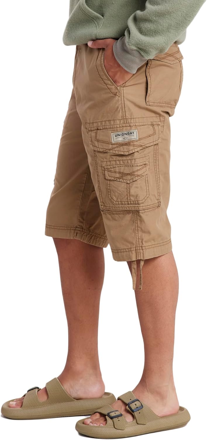 UNIONBAY Herren Cordova Cargo-Shorts mit Gürtel, Reg Grössen Cargohose S Feld, S Feld
