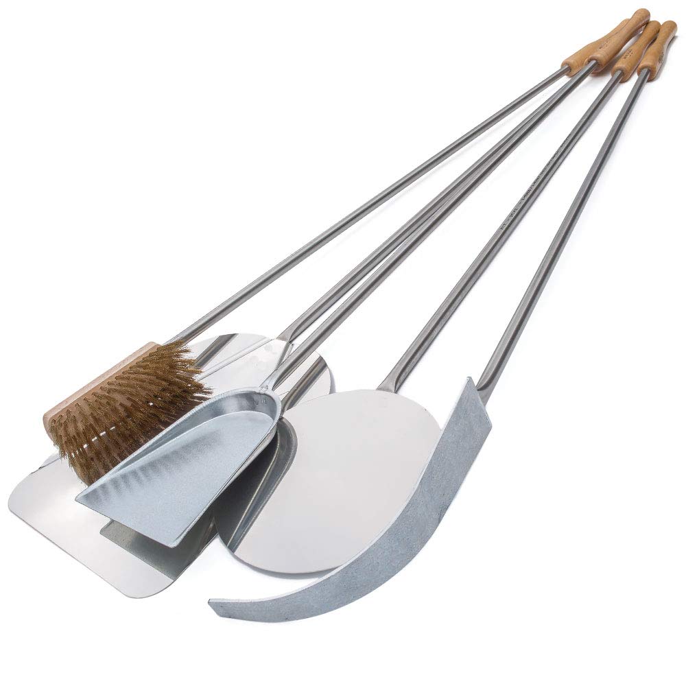 Komplettes Set mit 5 Pizzaschaufeln, zum Backen von Pizzen Ø 33 cm, Edelstahlschieber für 70/80 cm T