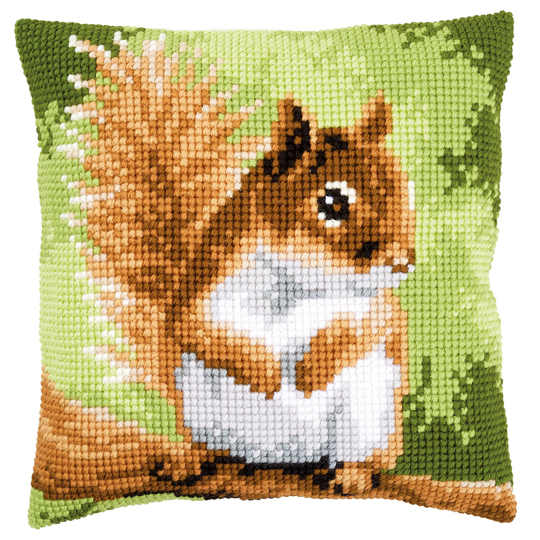 Vervaco PN-0157491 Kreuzstichkissen Eichhörnchen Kreuzstichset, Baumwolle, mehrfarbig, 40 x 40 cm /