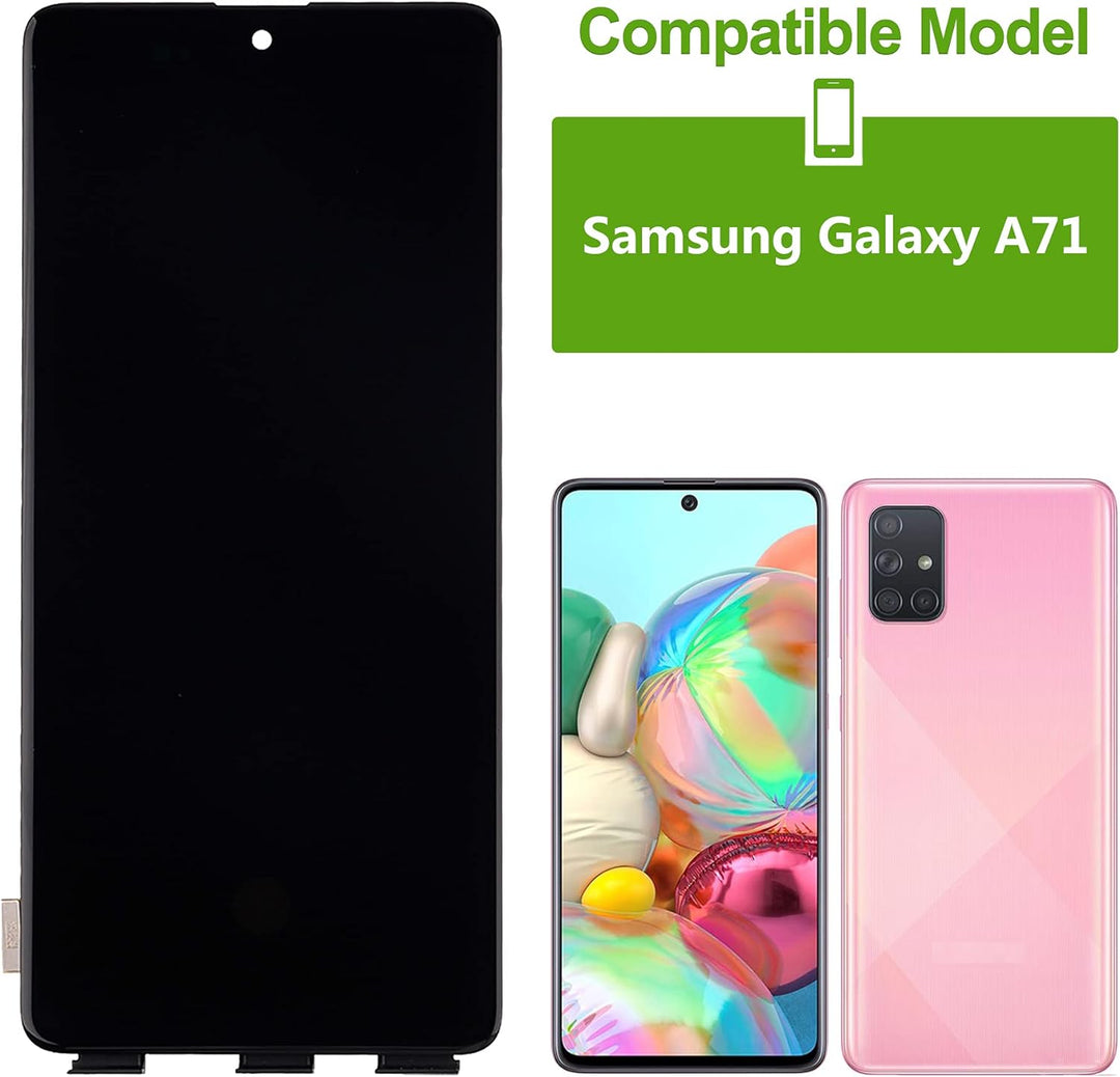 SwarKing OLED kompatibel mit Samsung Galaxy A71 LCD Display Touch Screen Digitizer (Schwarz ohne Rah