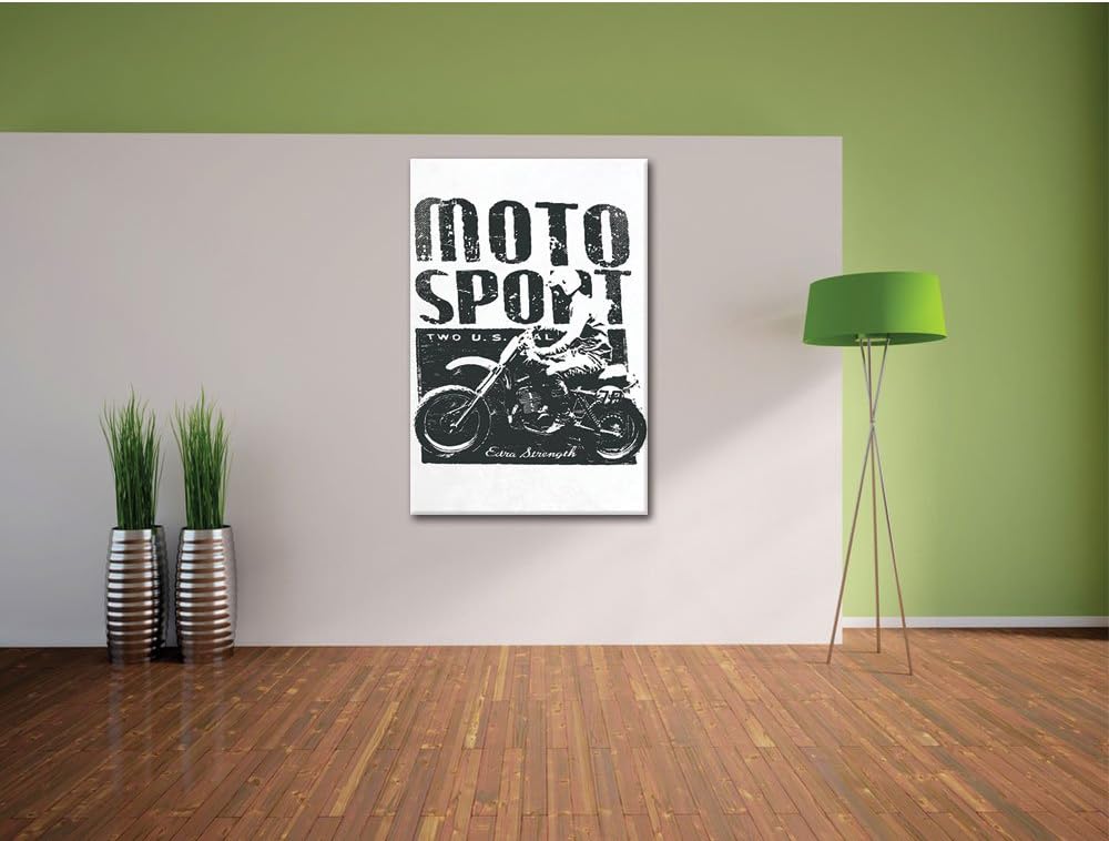 Pixxprint Motor-Sport White Bild auf Leinwand, XXL riesige Bilder fertig gerahmt mit Keilrahmen, Kun