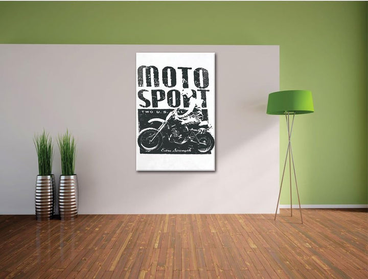 Pixxprint Motor-Sport White Bild auf Leinwand, XXL riesige Bilder fertig gerahmt mit Keilrahmen, Kun