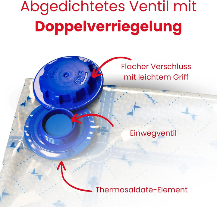 Lavatelli - 6er Set Vakuumbeutel 40x60 cm - Platzsparende Vakuum Aufbewahrungsbeutel für Reisen & Zu