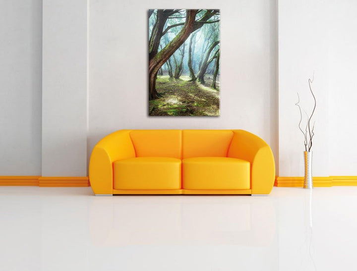 Pixxprint Wald, Format: 100x70 auf Leinwand, XXL riesige Bilder fertig gerahmt mit Keilrahmen, Kunst