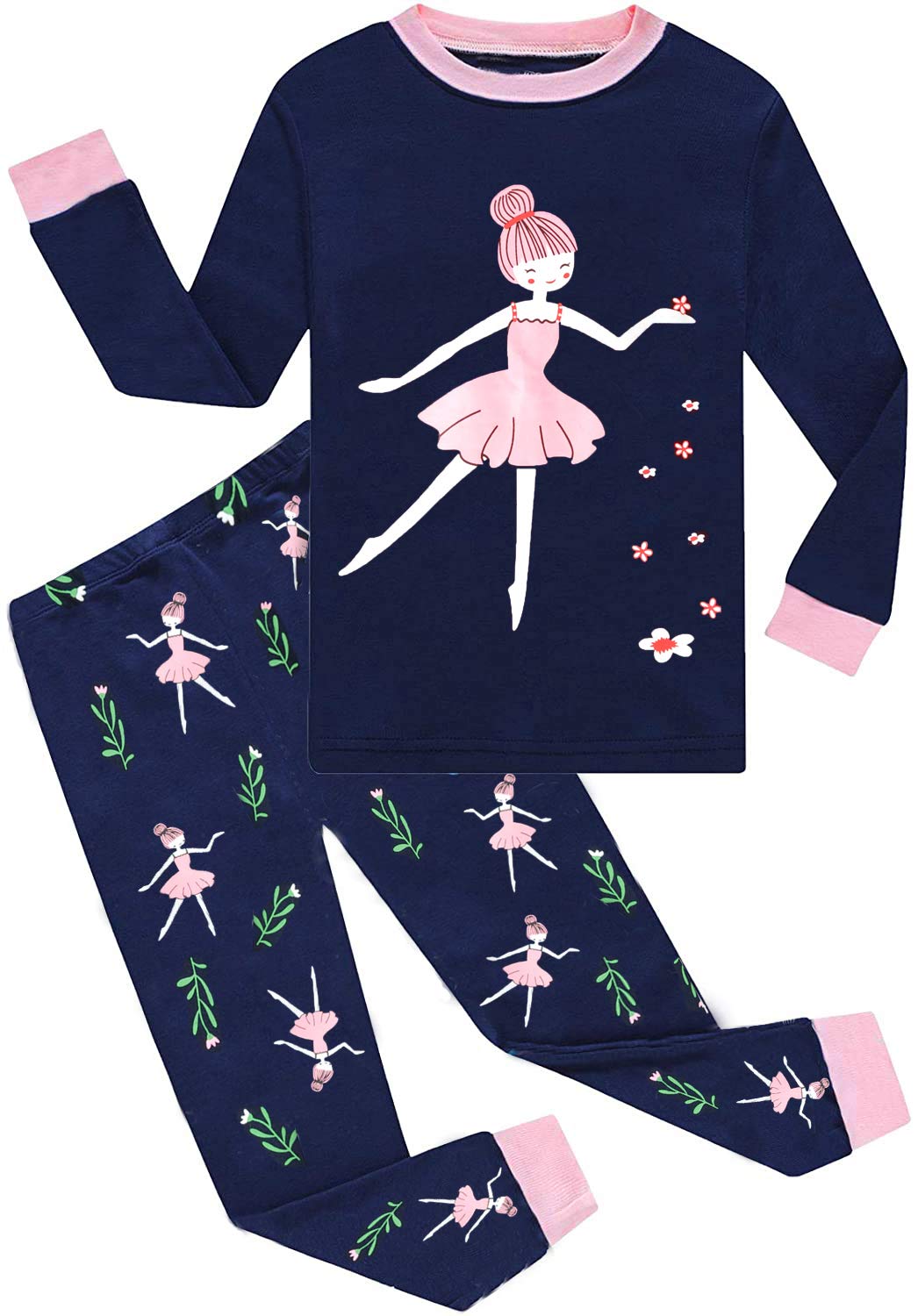 EULLA Kinder Schlafanzüge Mädchen Langarm Winter Pyjama Set Baumwolle Meerjungfrau Einhorn Prinzessi
