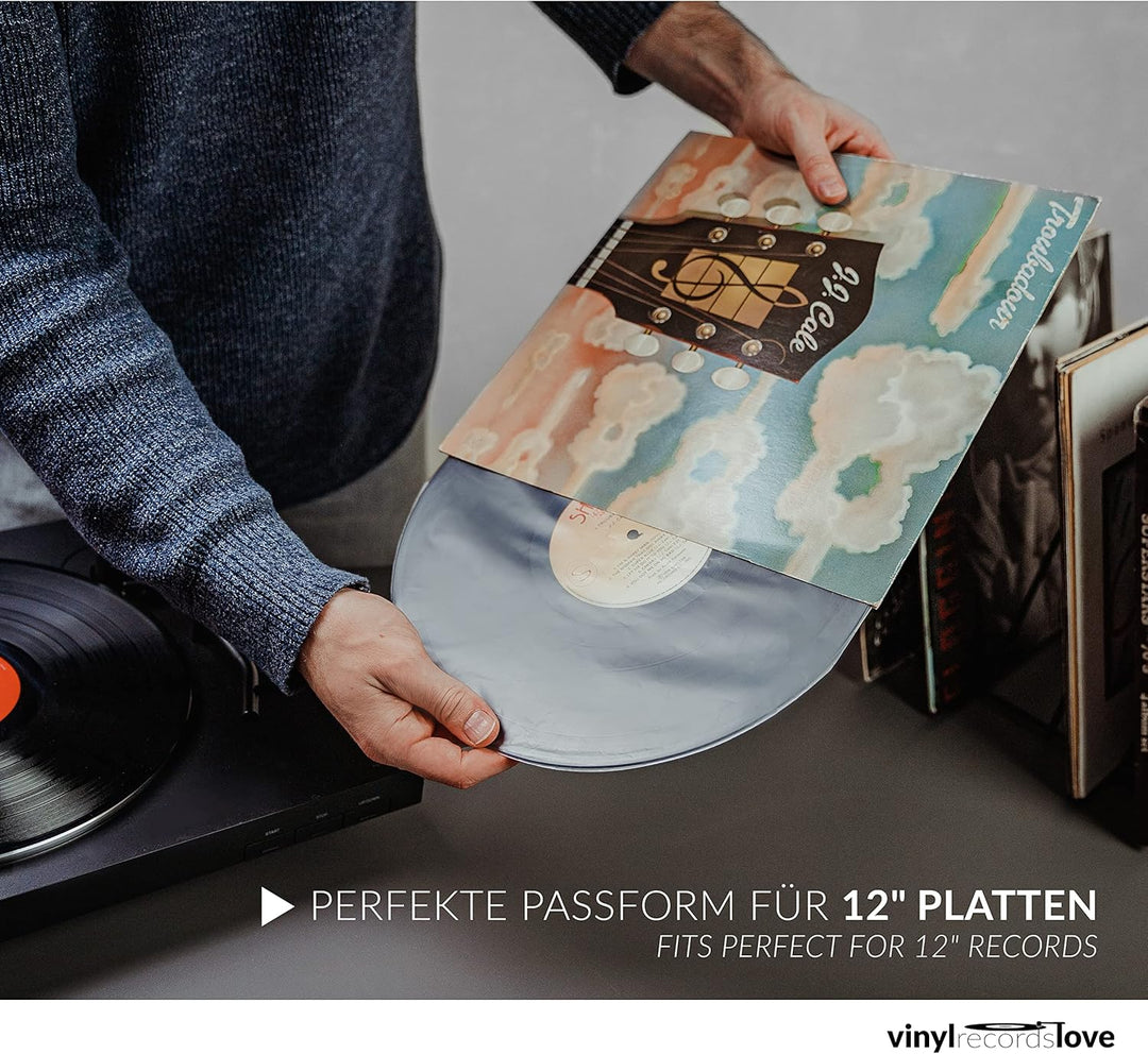 Schallplatten Innenhüllen 12" | 50 Stück Vinyl Hüllen | Plattenhüllen transparent | Optimaler Schutz