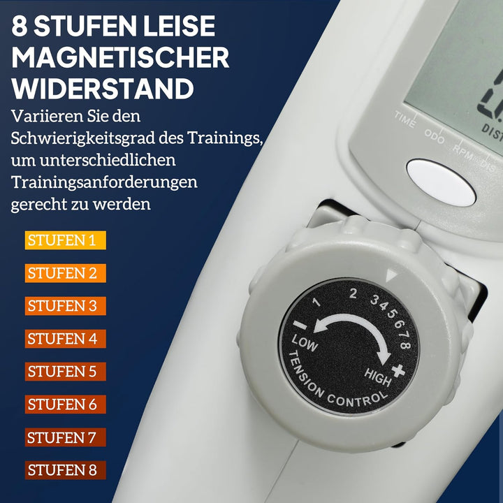 SPORTNOW Pedaltrainer Trainingsgerät mit 8-stufigem Magnetwiderstand & LCD-Display für Senioren Mini