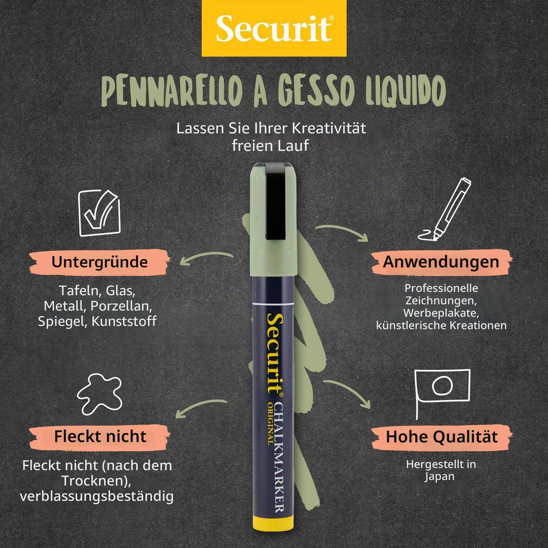 Securit BL-SMA100-V4-COL Kreidemarker (Strichstärke ca. 2 - 6 mm) 8er Set farbig sortiert erdfarben,
