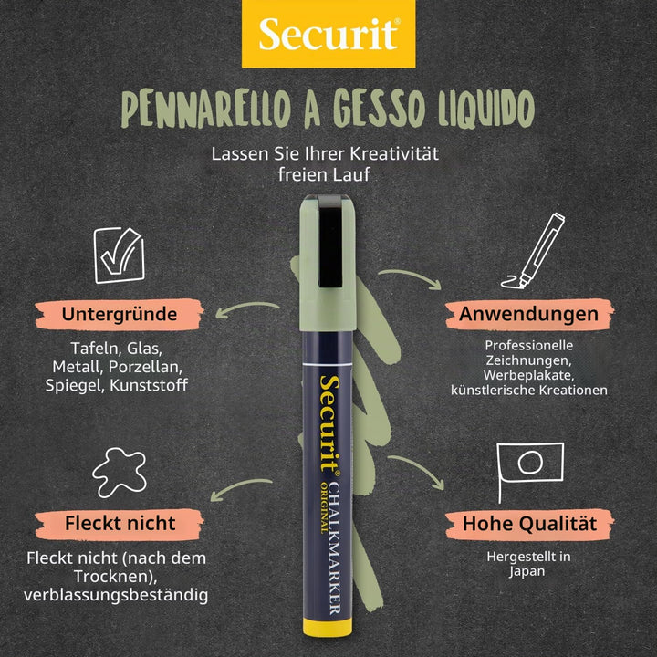 Securit BL-SMA100-V4-COL Kreidemarker (Strichstärke ca. 2 - 6 mm) 8er Set farbig sortiert erdfarben,