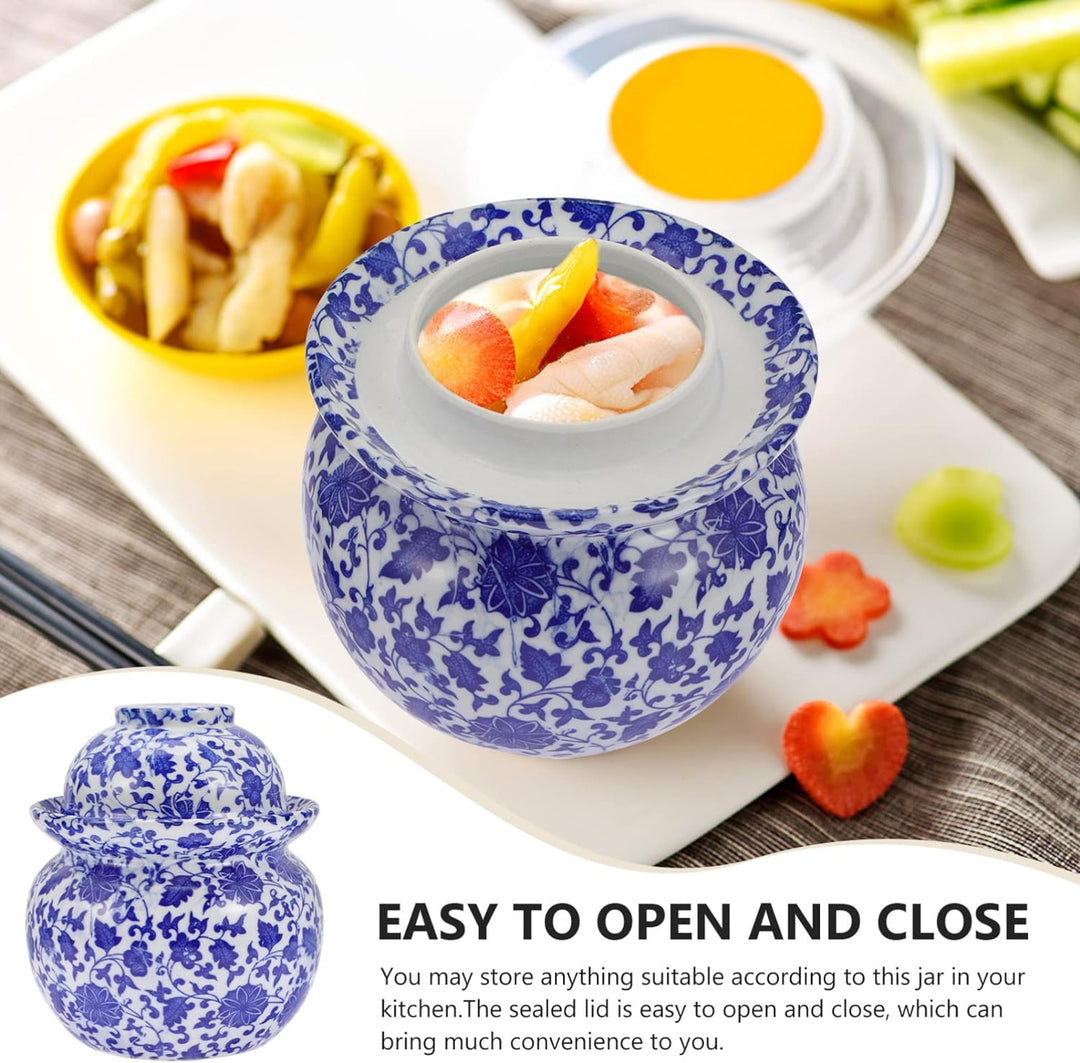 Cabilock Gärtopf Keramik Gurkentopf Sauerkrauttopf mit Deckel Rumtopf Einlegetopf Einmachtopf Tontop