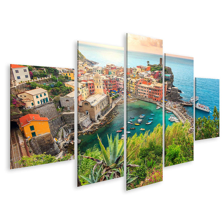 islandburner Bild auf Leinwand Vernazza Dorf Atemberaubender Sonnenaufgang Cinque Terre Italien Euro