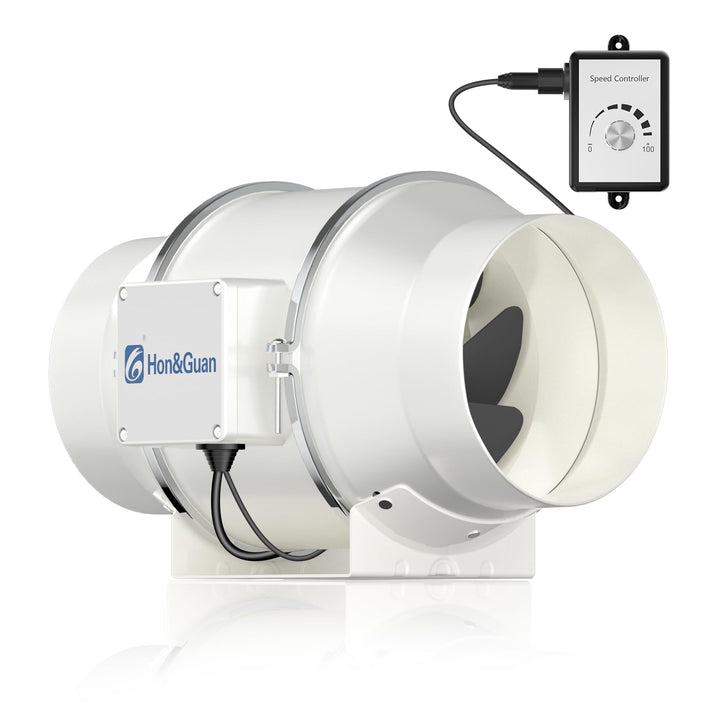 Hon&amp;Guan 150mm EC Rohrventilator mit Regler, 647m³/h Inliner Rohrlüfter, Abluftventilator für Growbo