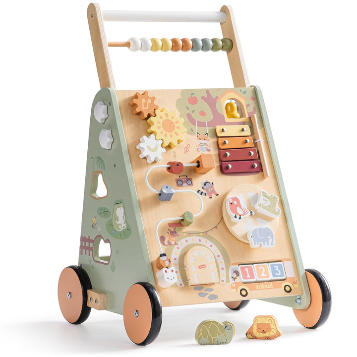 ROBUD Baby Walker Holz für Kleinkinder, 8 in 1 Multifunktions Push Along Spielzeug mit Aktivitätszen