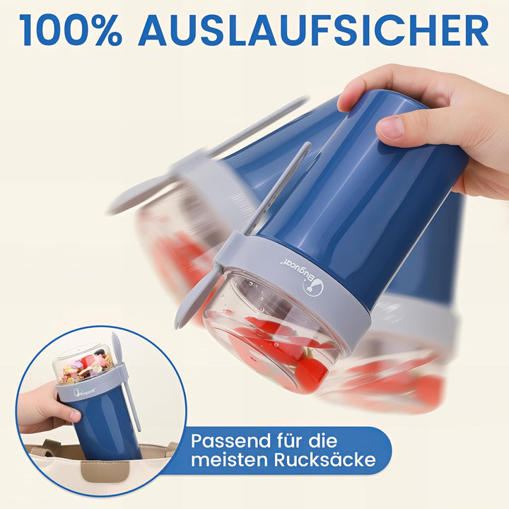 Bugucat Müslibecher to Go 2er Set,Praktischer Joghurtbecher to Go 760ml+230ml,Müsli to Go Becher mit
