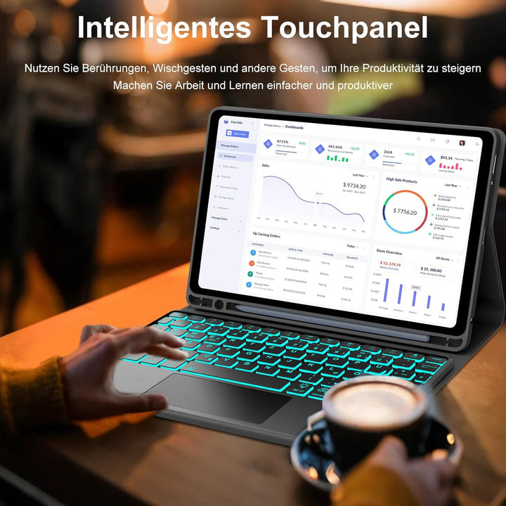 Tastatur mit Touchpad für Samsung Galaxy Tab A11 Plus/A9 Plus 11 Zoll 2025&2023, Hülle mit QWERTZ De