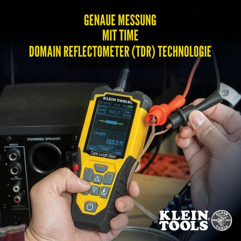 Klein Tools 501-915 Kabeltester TDR Kabellängenmesser misst Elektro-, Daten-, Zwei-Draht- und Romex-